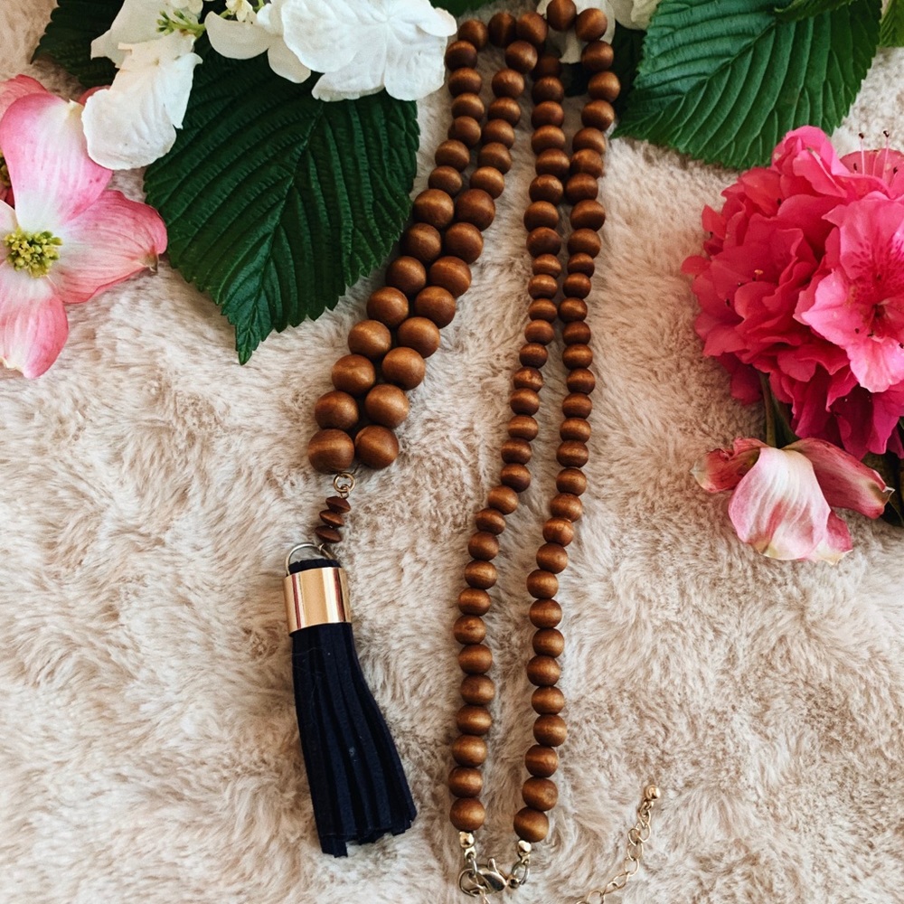 Charming Charlie Beaded Tassle Necklace